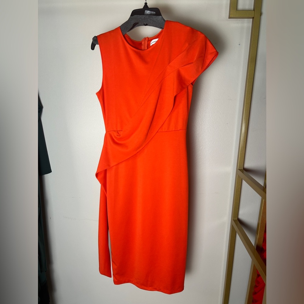 Orange midi dress